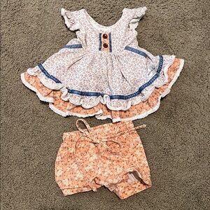 Floral Ruffle Dress and Shorts Set